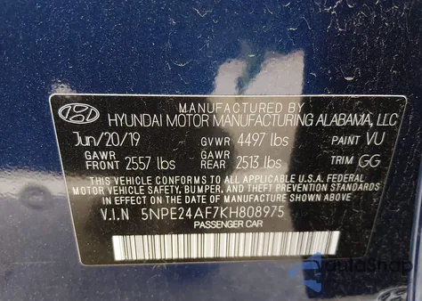 2019 Hyundai Sonata Se из США, поврежденный, VIN 5NPE24AF7KH808975